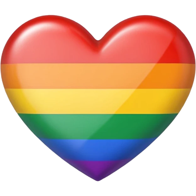 heart in gay pride flag colors rainbow red orange yellow green blue purple, glossy look, no text emoji