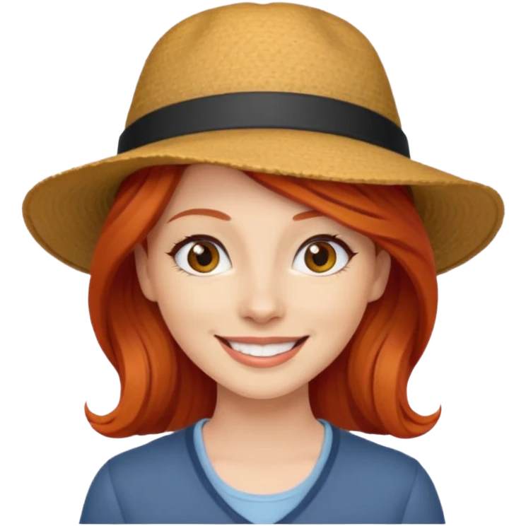 hatted and red haired woman emoji