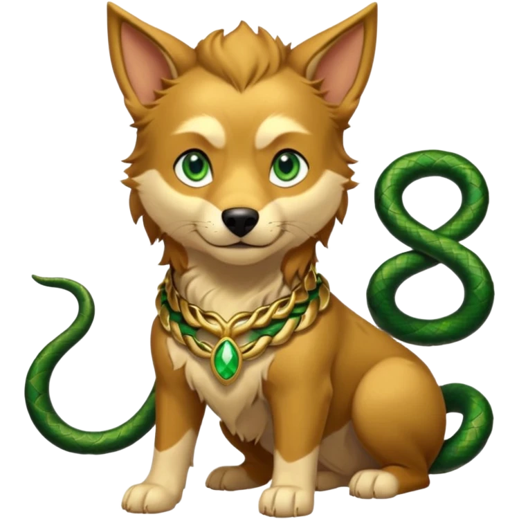 loki god of mischief as a dog. he as snakes.  dynamic pose emoji