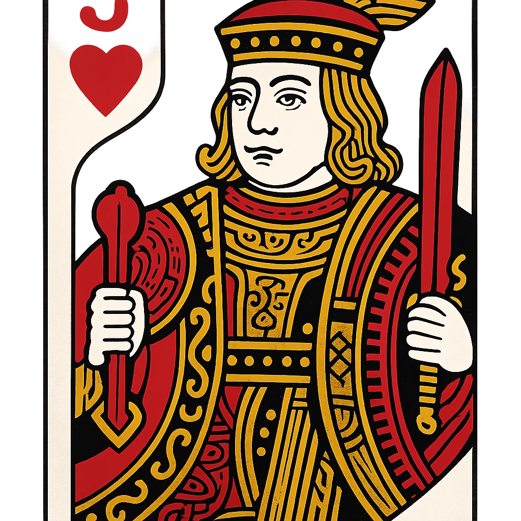 Jack of hearts playing card character with detailed facial features and traditional playing card styling emoji
