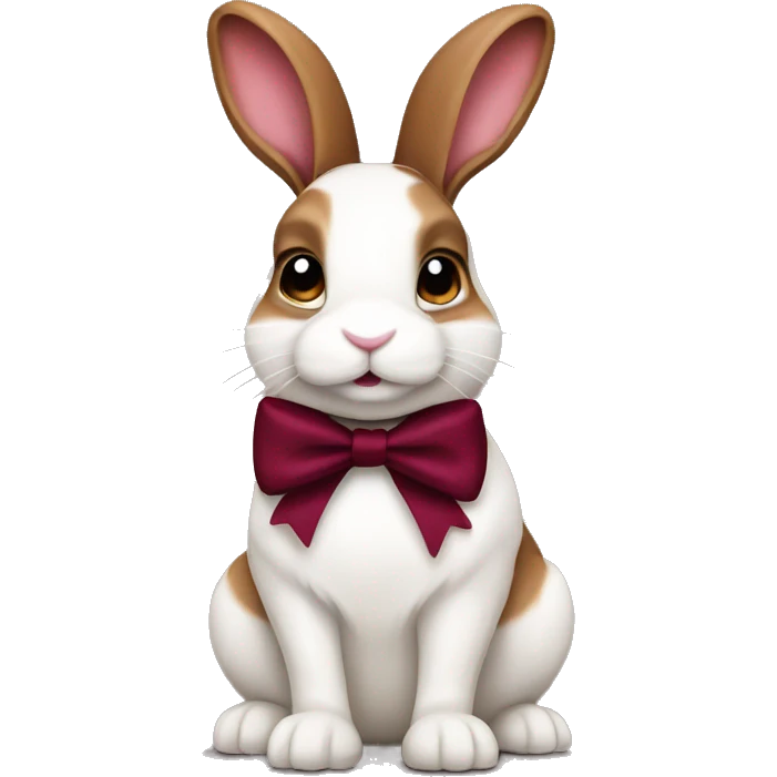 Brown and white bunny with burgundy bow emoji
