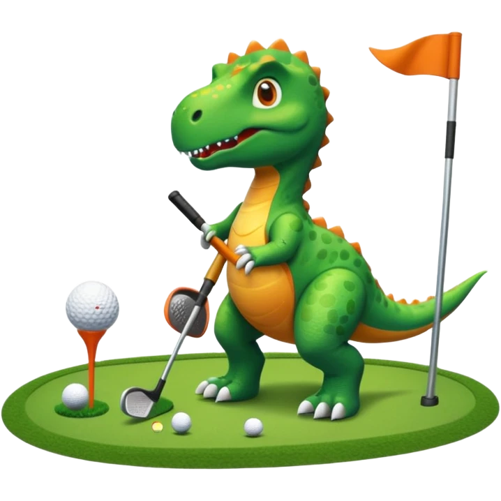 Dinosaur golfing emoji