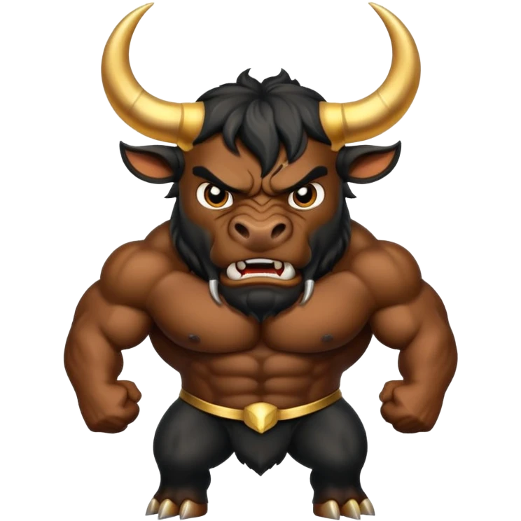black angry powerful bull with golden horns emoji emoji