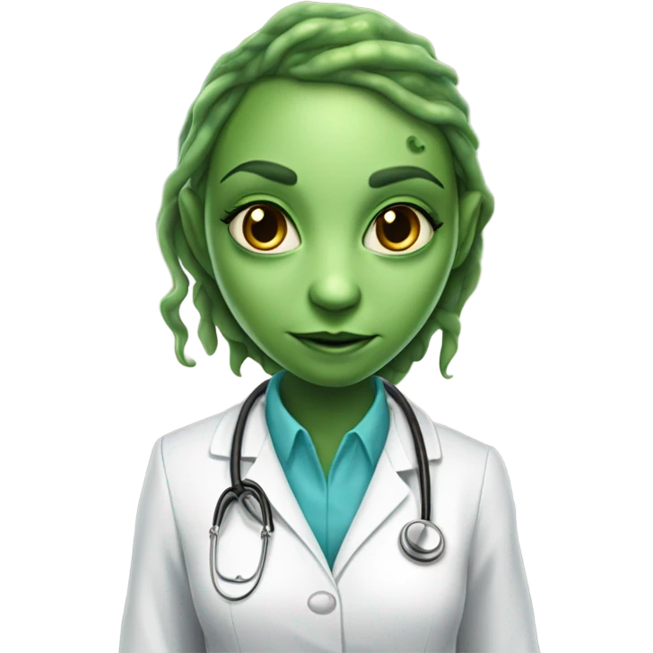 Reptilian alien woman, is a doctor emoji