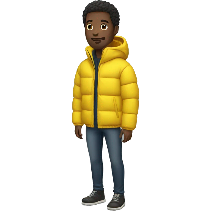 Black man wearing a yellow puffer jacket  emoji