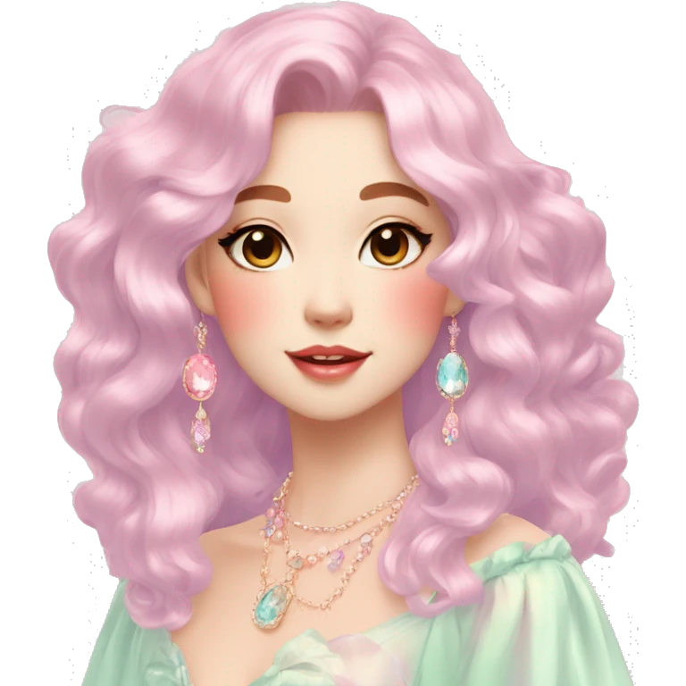 Dreamy pretty VOGUE elegant kawaii shiny colorful pastel lady pastelcore kawaii beautiful hair cottagecore jewels trending aesthetic emoji