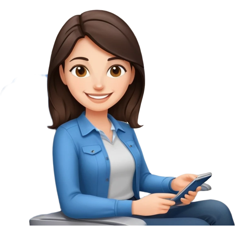 Casual brunette on airplane seat emoji emoji