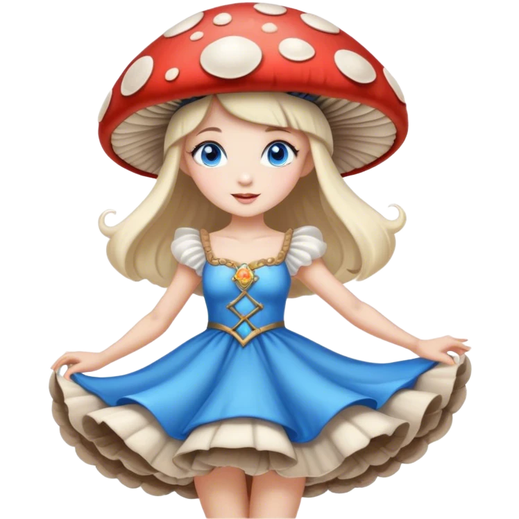 Mushroom princess blue eyes dancing under the moon  emoji