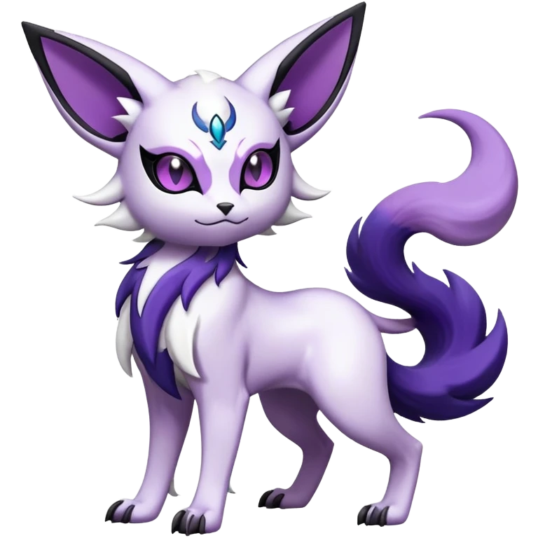 Shiny Exotic Espeon-Absol-Pokémon-Fakémon-hybrid-creature (full body) emoji