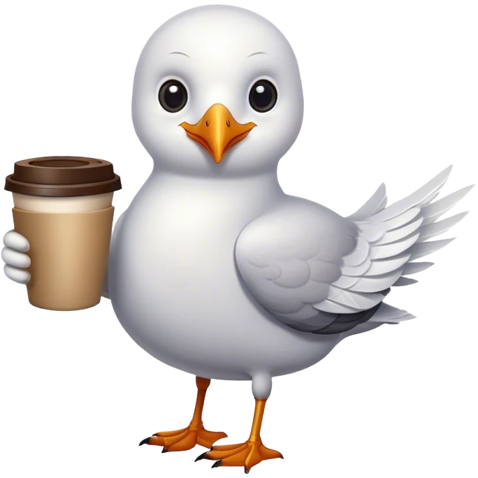 Seagull holding coffee emoji