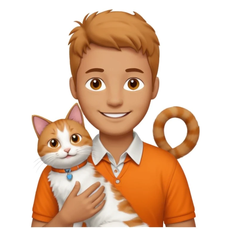 Happy man with cat on shoulder  emoji