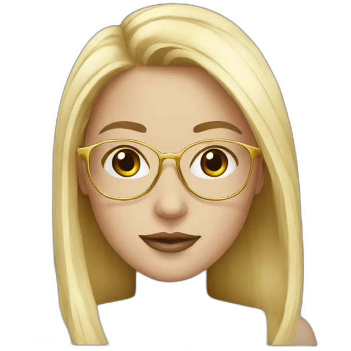 white girl with gold glasses emoji