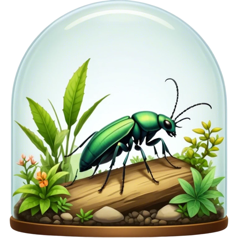 Close-up of home insects showcasing beetles, praying mantises and other exotic species in vivid detail, with natural textures of the terrarium. Soft lighting highlights their features. Transparent background. emoji