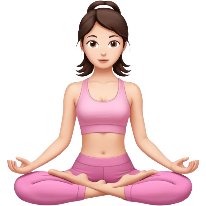 brunette yoga girl light pink clothes n emoji