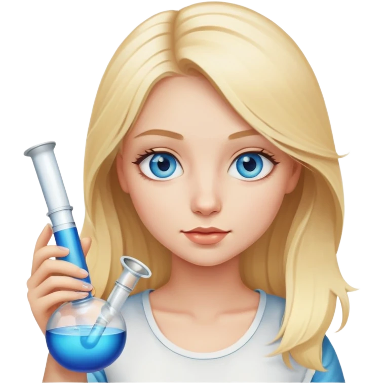 Blue eyed Blonde girl with a bong emoji