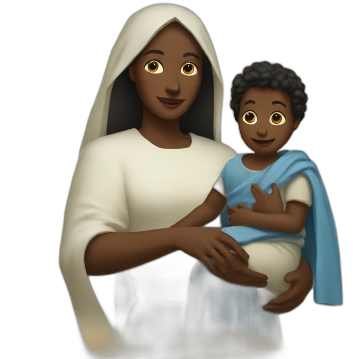 Black mary with her son jesus emoji