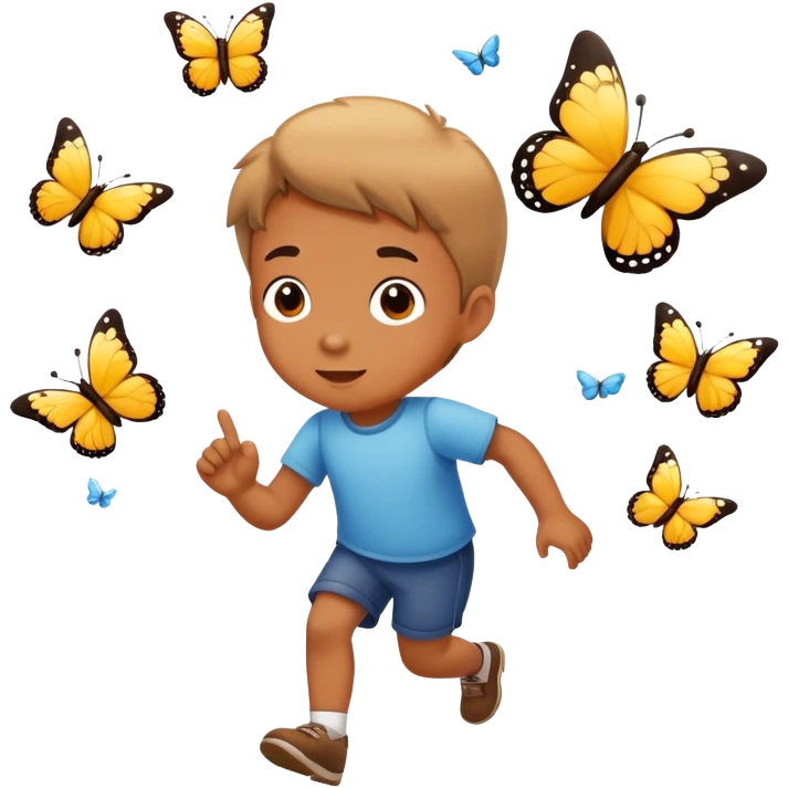 child chasing butterflies emoji