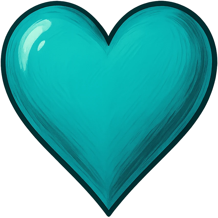 heart with a vibrant teal color, digital illustration, no background emoji