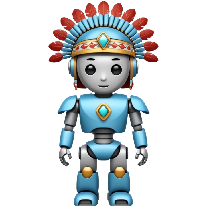 Full Robotic figure wearing native American regalia emoji