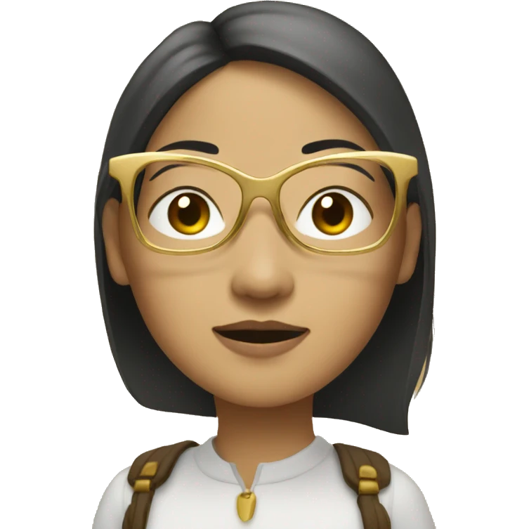 An Asian woman wears gold glasses emoji