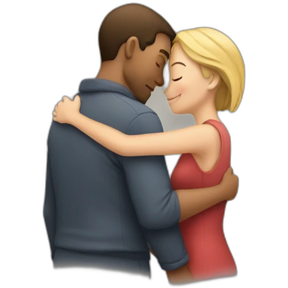 Man and woman intimate hug emoji