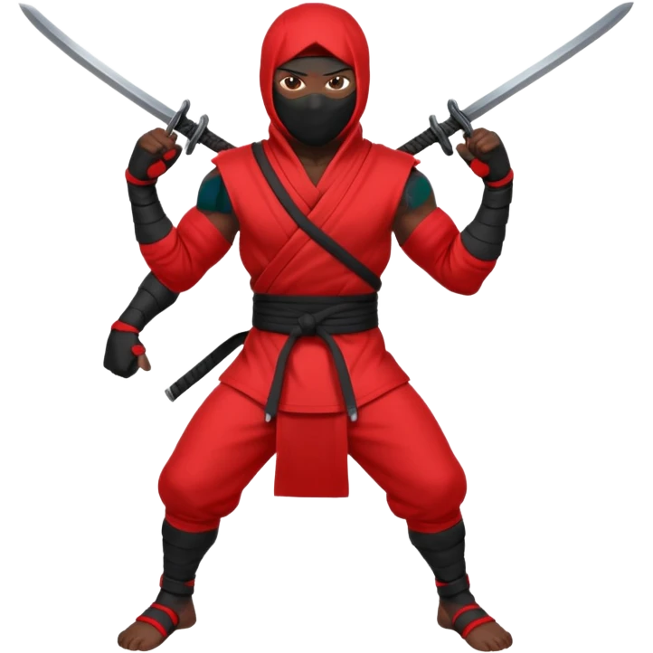 black skin ninja red clothes no weapon full body emoji
