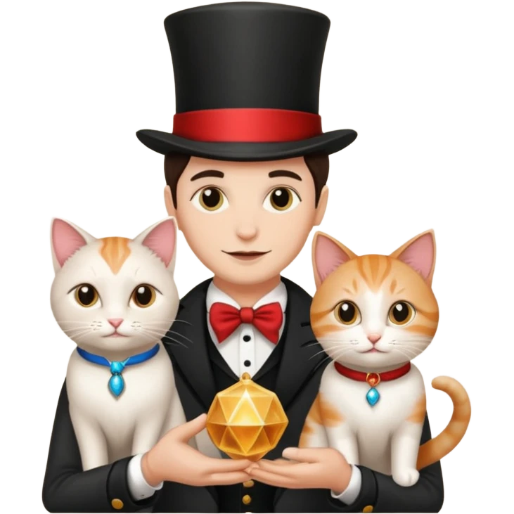 magician couple and their pet cat emoji