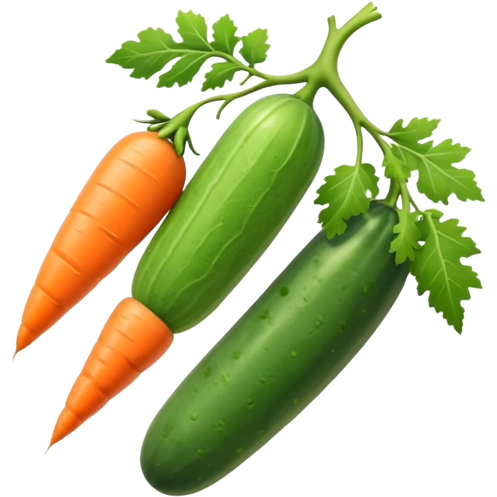 cucumber, eggplant, big carrot, on a branch emoji