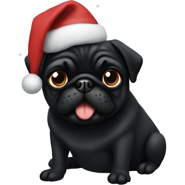 Black Christmas pug  emoji
