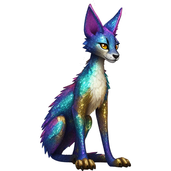 Epic Edgy Colorful Sparkly Sergal-Serval-Vernid full body emoji