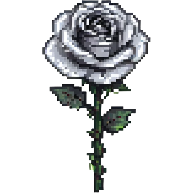 pixel art black rose small size clear petals emoji