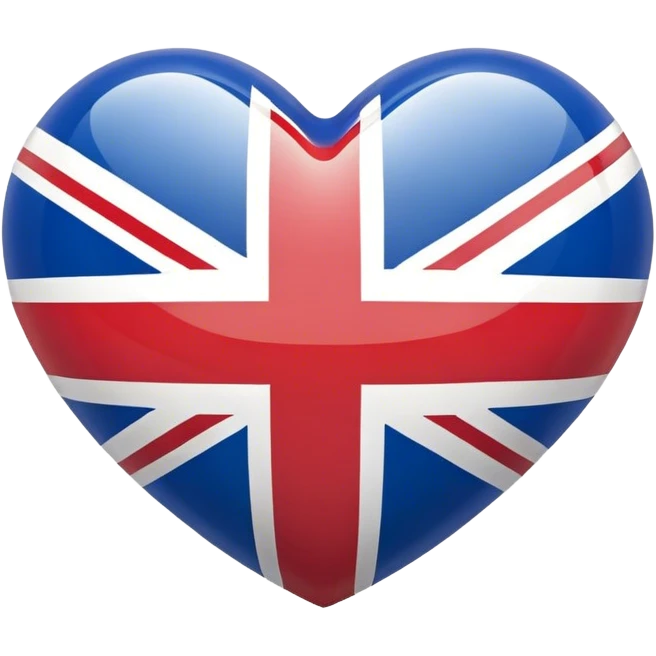 Glossy uk flag heart emoji