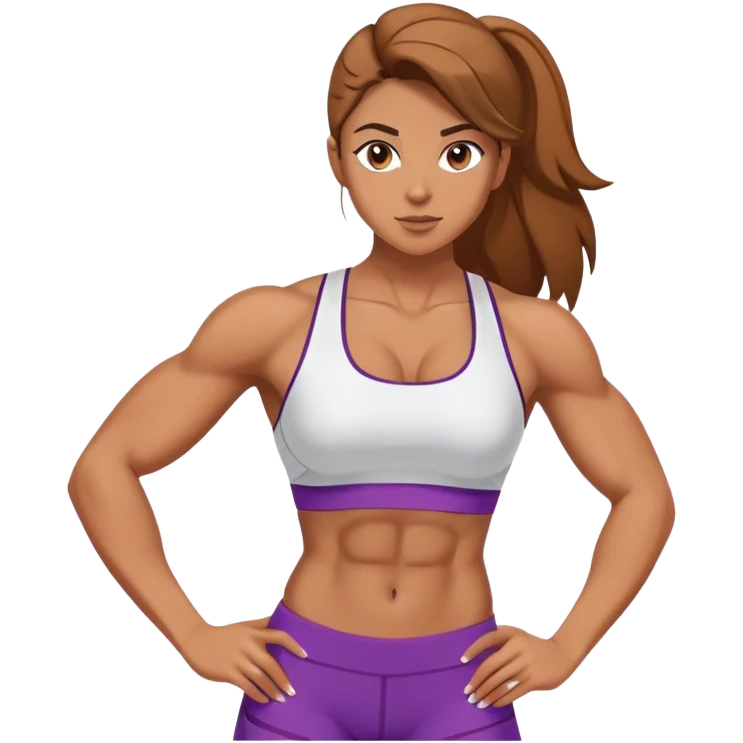 full upper body female front abs with sports bra emoji