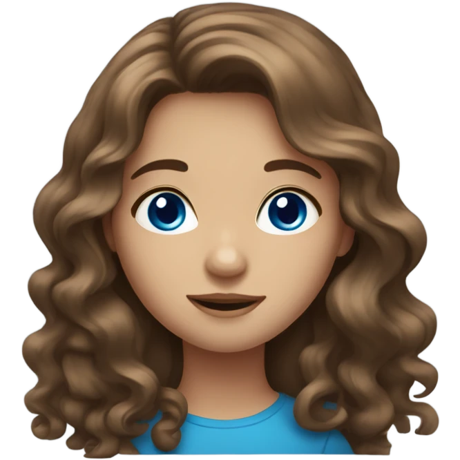 Wavy brown hair girl,with blue eyes  emoji