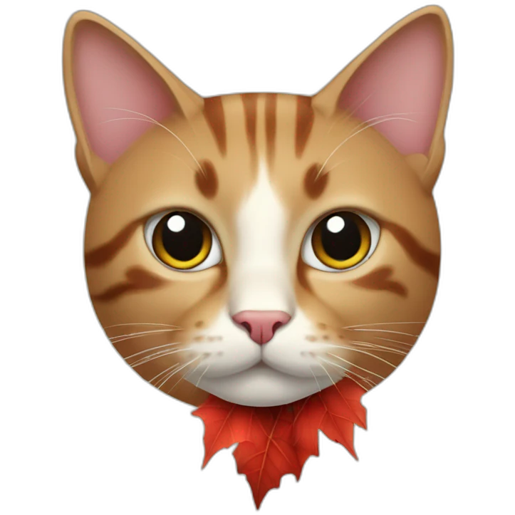 a cat with a red leaf emoji