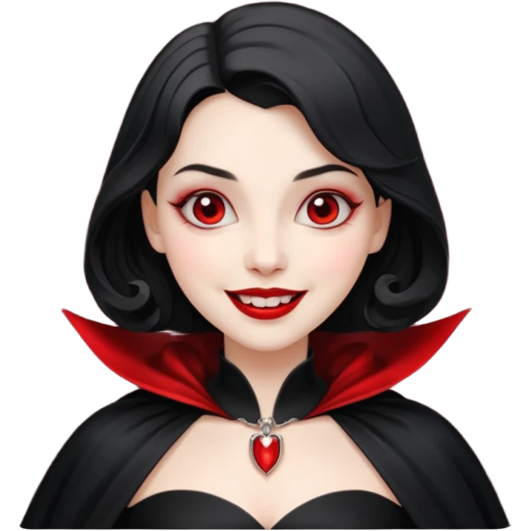 Vampire lady in black dress with cape, smile emoji