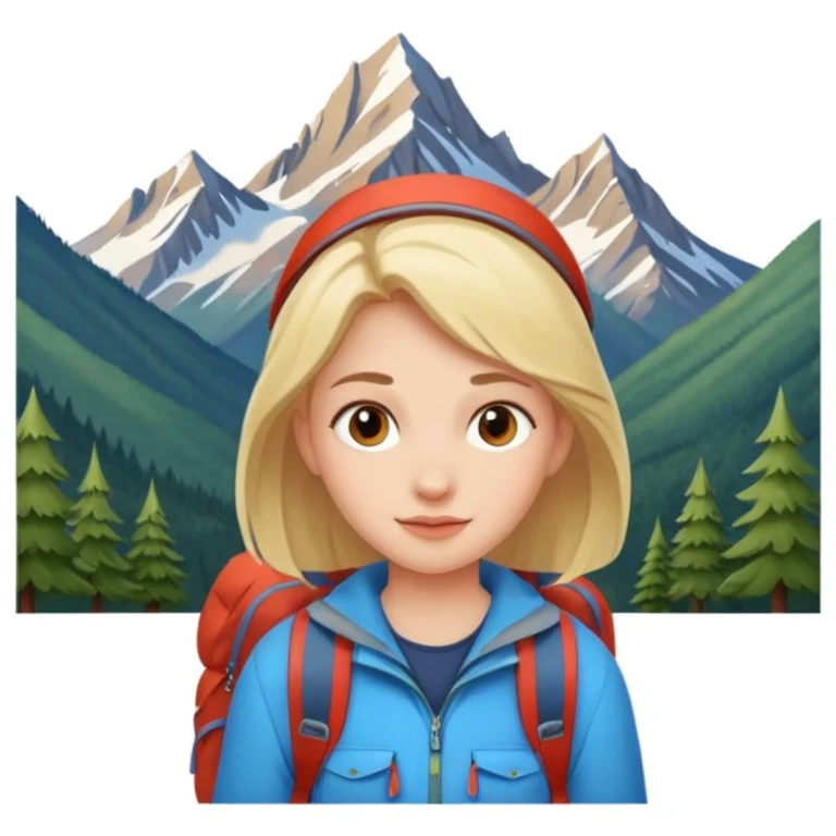 girl back packing mountains background  emoji