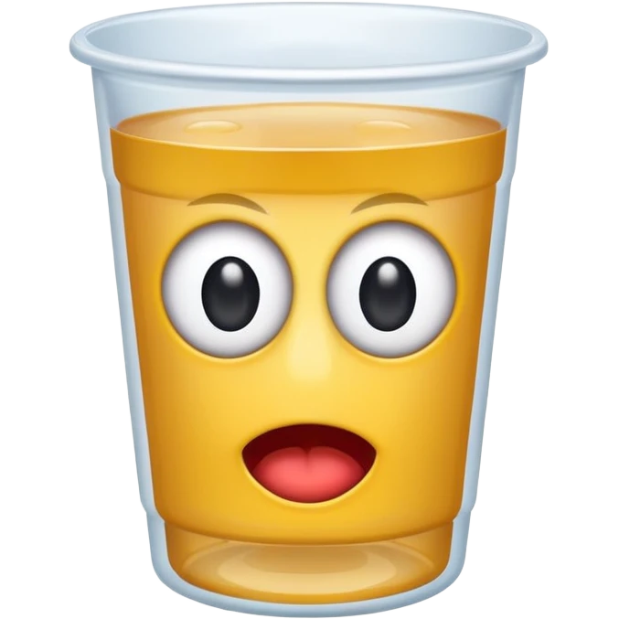 drink in a platic cup, the cup has eyes and mouth emoji