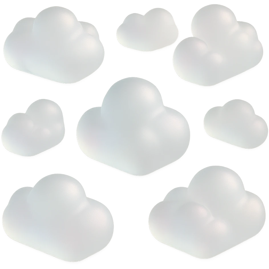 Pastel white iridescent glass crystal cloud emoji