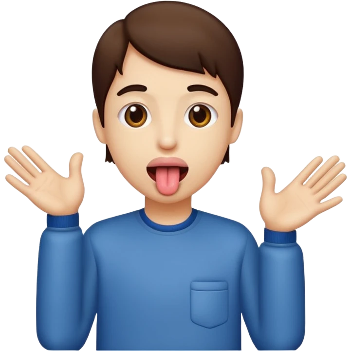 Tongue out with hands to the side emoji