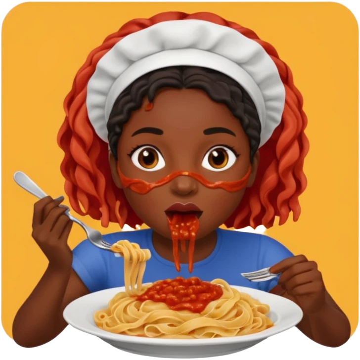 the black woman who eats pasta emoji