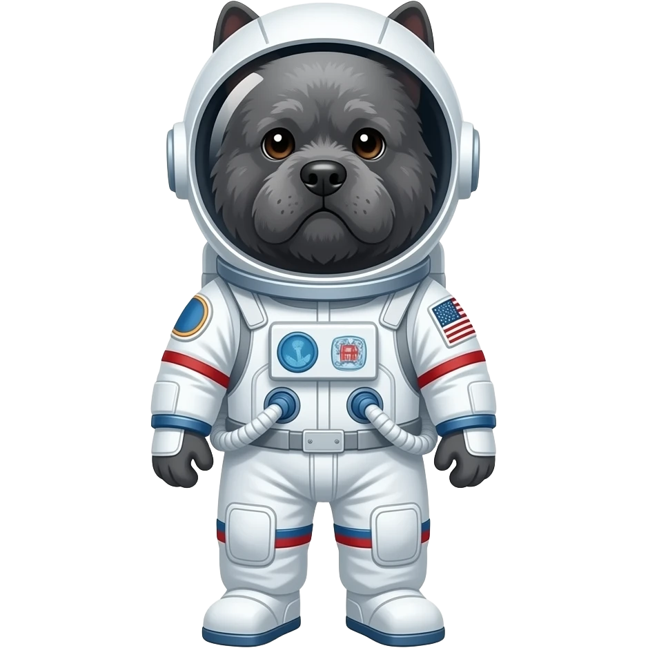 Grey bouvier in astronaut suit emoji