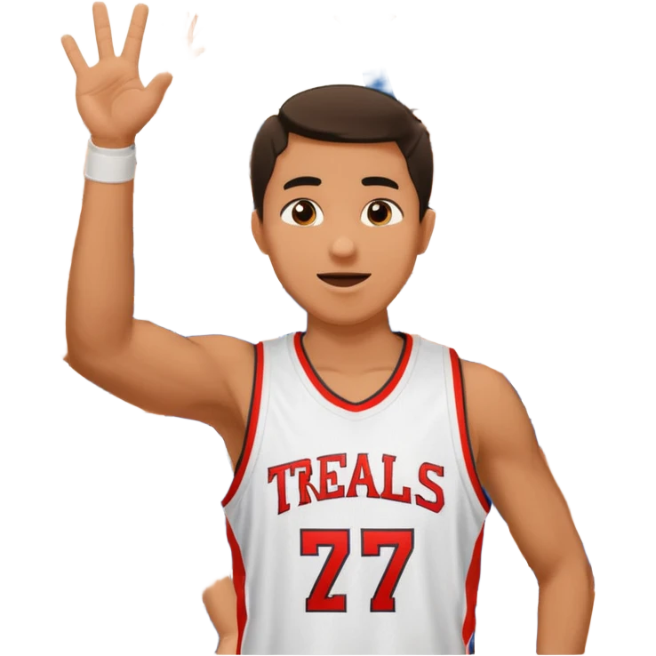 Maverick Trevillian in the crowd at an amateur basketball game. He leans towards the camera and enthusiastically shouts "six seven while performing a distinctive hand gesture: both hands open, palms facing upward, moving up and down as if weighing two options. emoji