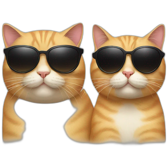 Cat with sunglasses and a fat cat cousin  emoji