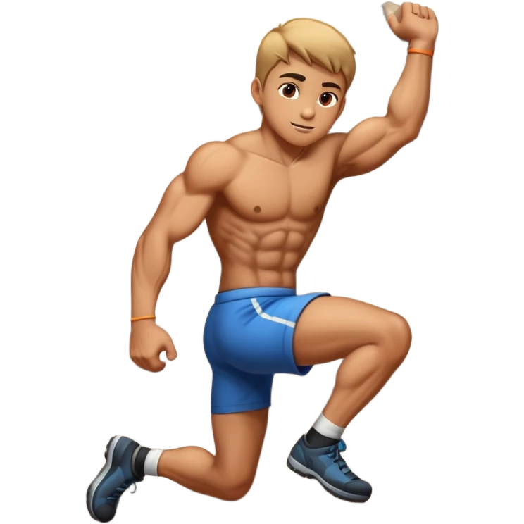 Young muserly boy climbing  emoji