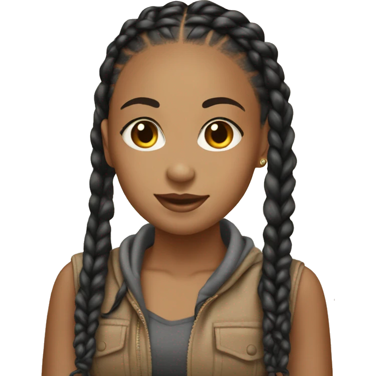 Lightskin girl with box braids  emoji