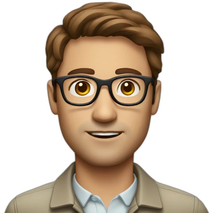 guy with glasses, brown-haired ecologist, thick eyebrows emoji