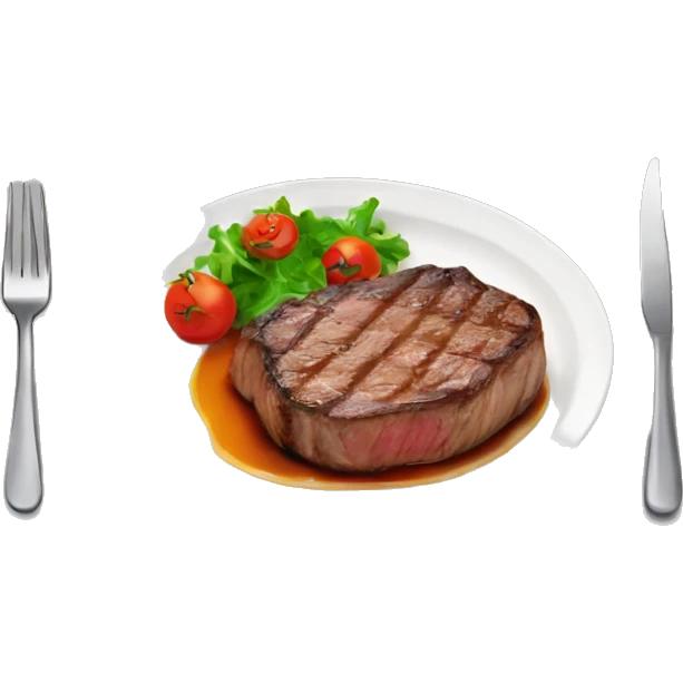 Yummy steak with rise on plate  emoji