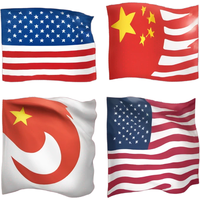 creat Flag China - 
United States - 
Japan -
India - 
South Korea - emoji