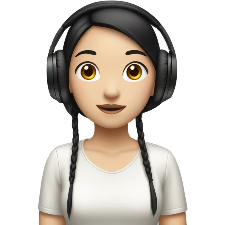 asian girl with apple headphones black hair  emoji